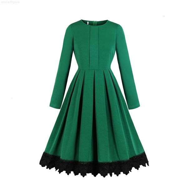 

2020 women's long sleeve lace patchwork dress 2032, White