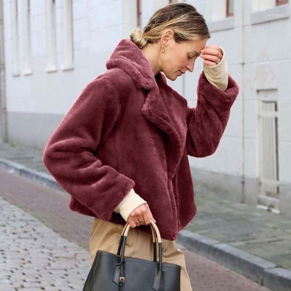 

women'faux fur coat women autumn winter fluffy 2020 plush coat fcasual jacket winter warm outwear ladies overcoat outercoat1, Black