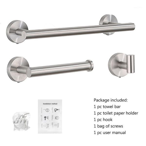 

l multifunction stainless steel brushed bathroom hardware set robe hook toilet paper holder durable wall mounted towel bar1