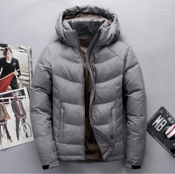 

2021 new men down cotton jacket men's slim thick warm solid color hooded down cotton coats fashion casual male1, Black