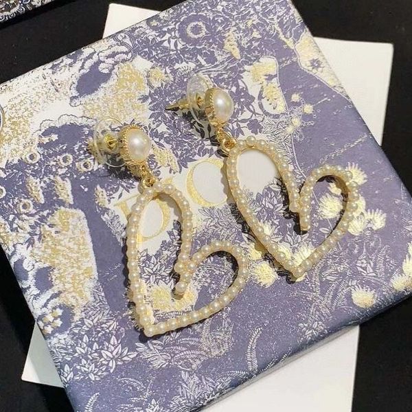 

d home/di home 2020 new love pearl earrings internet celebrity temperament brass same material 925 silver needle, Golden