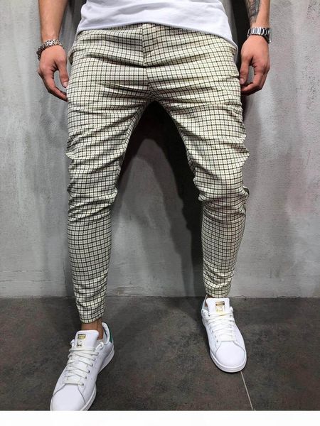 

mens plaids pants striped designer trousers men clothes spring autumn pantalones, Black