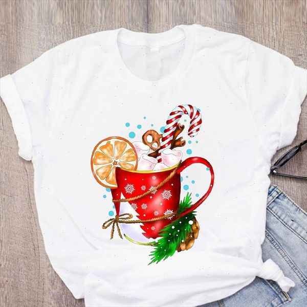 

women graphic watercolor snow fashion happy time winter merry christmas clothing female printed lady tees t shirt t shirt, White