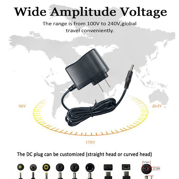 

us plug ac dc 5v 1a 1000ma wall mount power supply adapter with dc jack cable