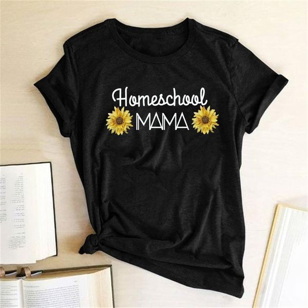 

homeschool mama letter print women t-shirt harajuku graphic tees shirt femme fashion casual summer ropa mujer verano 2021, White
