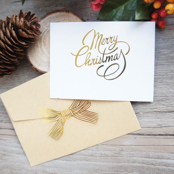 

многопользовательские 25 шт. мини счастливого рождественской открытки золото с крафт-конвертом скрапбукинг партия приглашение diy декор пода