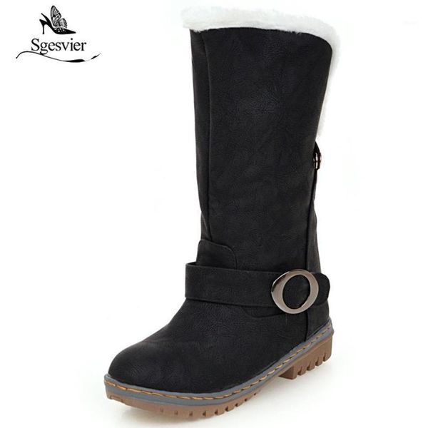 

boots sgesvier 2021 est snow round autumn winter warm short plush mid calf comfortable casual women half ox7301, Black