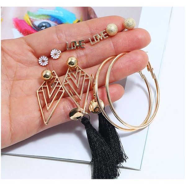 

new hoop large earrings european american exaggerated tassel earrings pearl heart cz stud round earrings double wmtcic whole2019, Golden;silver