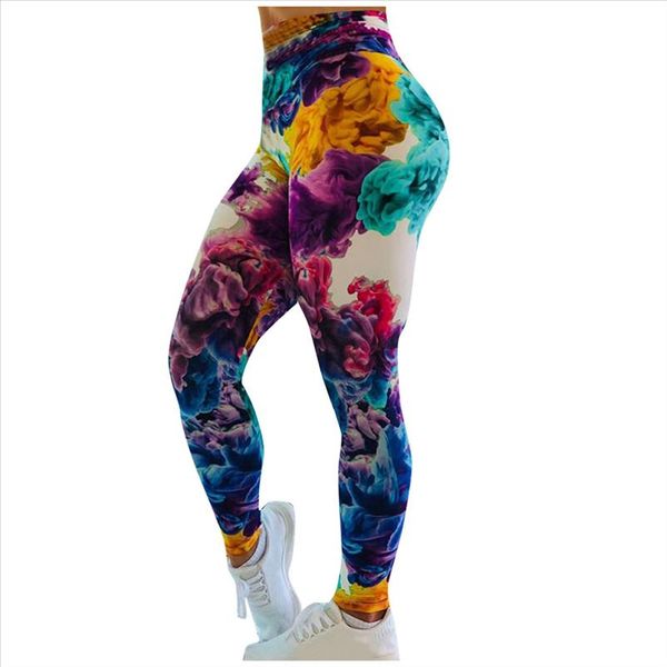 

tie dye printed leggings colored workout legging female color legging high waist attractive graffiti printed trouser lr4, Black