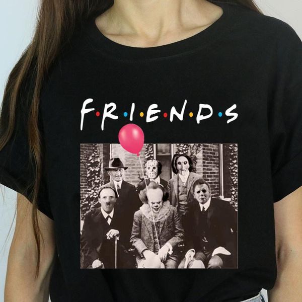 

women horror friends michael myers jason voorhees halloween t shirt female harajuku summer t-shirt fashion tees, White