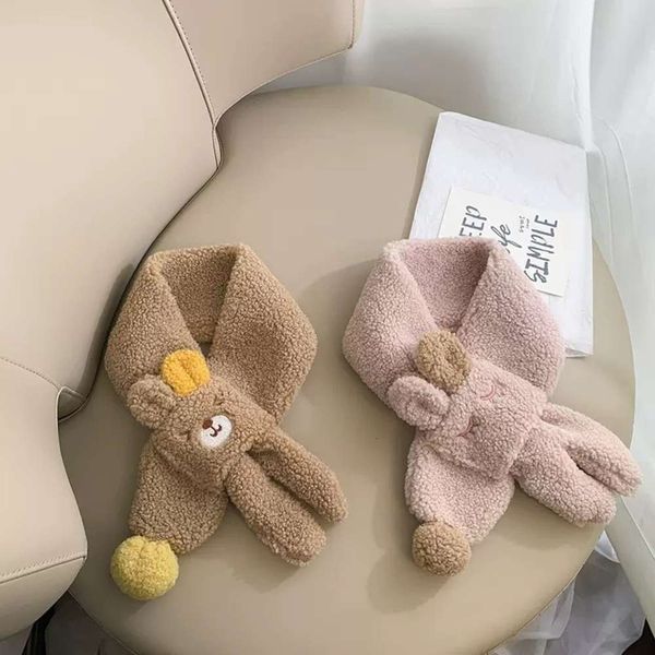 

version cartoon korean bunny children's cute bib baby warm neck cover autumn and winter imitation lamb scarf 2ldn, Red;brown