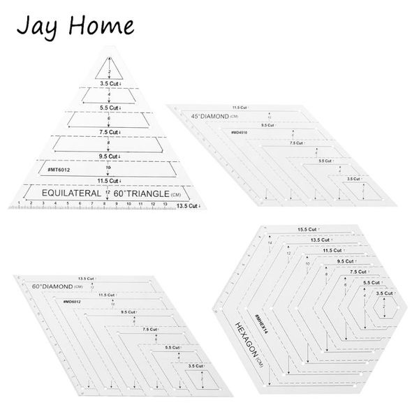 

sewing notions & tools acrylic transparent patchwork rulers diy craft diamond hexagon tailor quilting cutting scale ruler embroidery accesso, Black