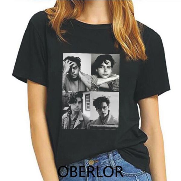 

cole sprouse vogue style aesthetic summer t shirt vintage harajuku tshirt plus size new kawaii women t-shirt, White