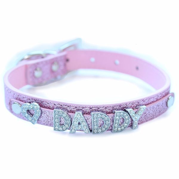 

daddy dom ddlg/ abdl leather collar q1121, Silver