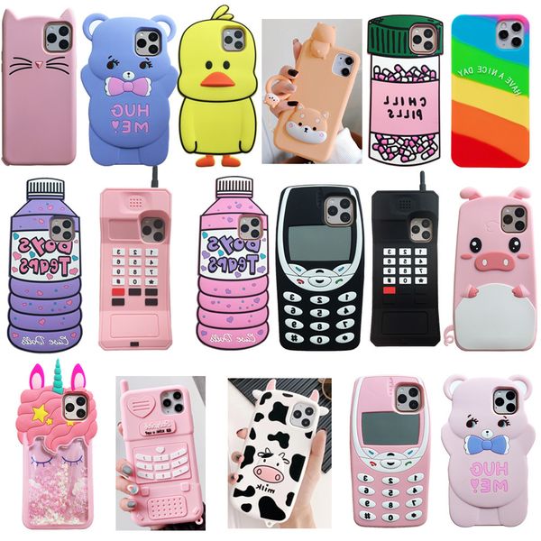 

3de2for iphone mini / 12 pro max 3d cute cartoon animal soft silicone case phone back cover shell skins shockproofs2w