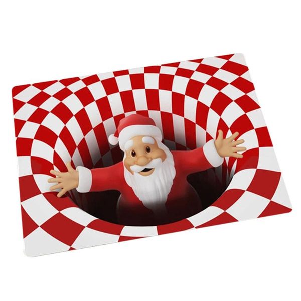 

carpets indoor outdoor christmas decoration 3d santa vortex illusion doormat flannel carpet living room bedroom door floor mat tb