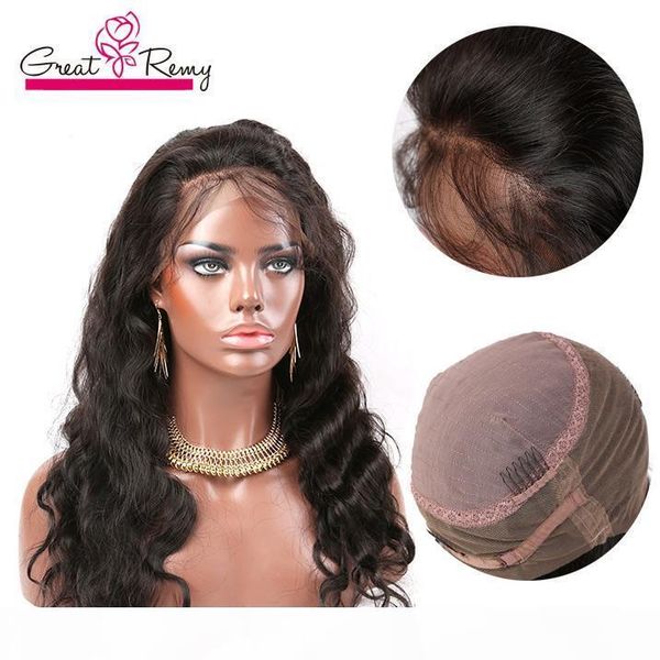 

greatremy pre-plucked 360 lace wig with baby hair virgin hair circular lace frontal with extra weft on loose deep wave body wave, Black