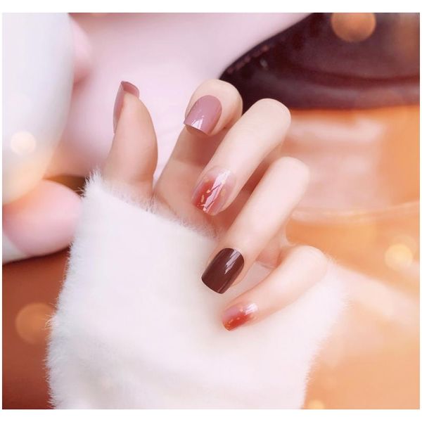 

24pcs acrylic fake nails tips full cover press on short ballerina false extension tips decorated for fashion nail art tips tools bbyrcv