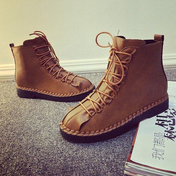 

2021 autumn and winter new style short boots women british style boots student cotton shoes flat shoes, Black