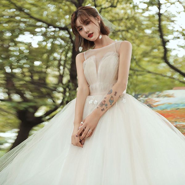 

2021 new lace bride o-neck dressed novia mariee robe soiree v0ak, Blue;red