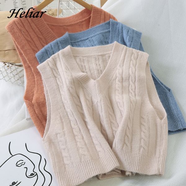 

heliar women sweater vest outerwear knitted v-neck sweater female sleeveless spiral pattern sweater for women autumn winter 201111, White;black