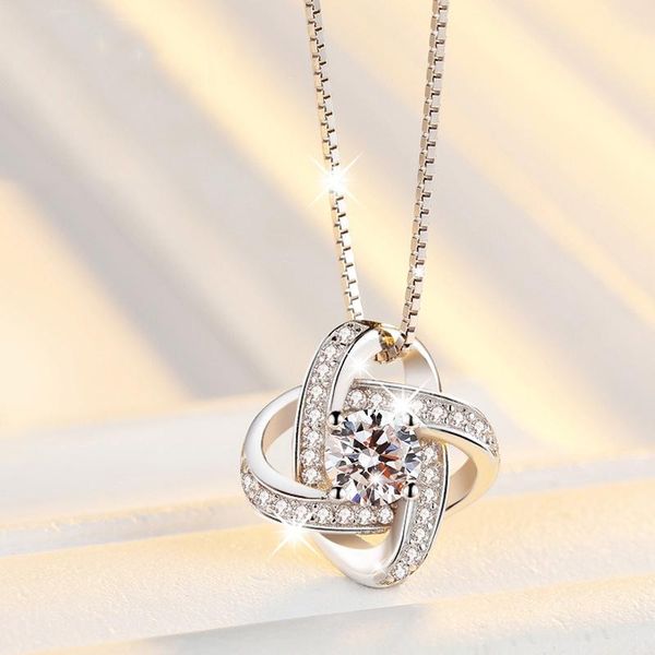 

chains europe style women heart pendant super flash cz zircon silver plated eternity jewelry wholesale