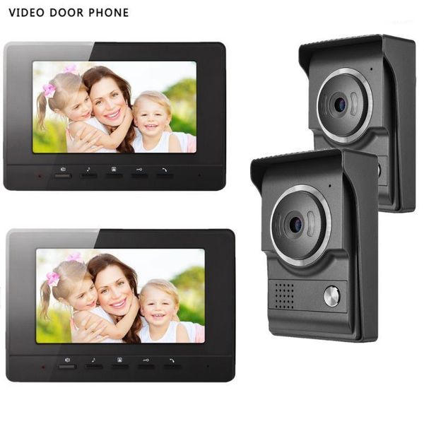 

video door phones phone intercom system 7inch tft lcd screen night vision two outdoor camera monitors for villa1