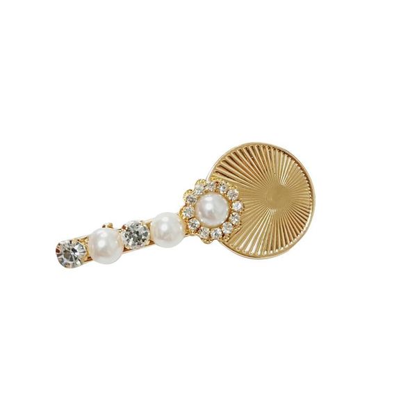 

aomu korea fashion chic imitiation pearl metal hair clips geometric for women girls hairpins hair accessories jllnac, Golden;white