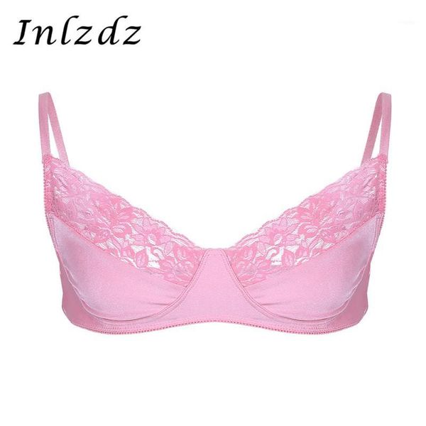 

men sissy bra tank lingerie bralette smooth fabric brassiere wire-with adjustable shoulder straps bra1, Red;black