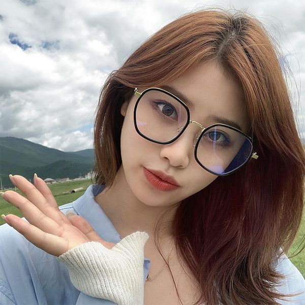 

fashion sunglasses frames anti blue rays radiation blocking men women computer goggles tr90 flat mirror eyeglasses light glasses frame, Black