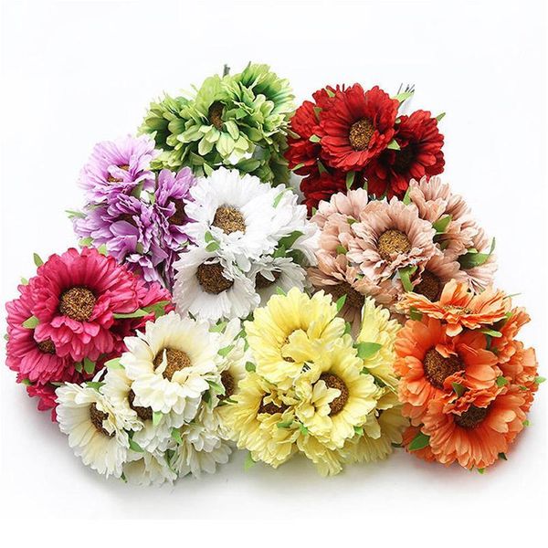 

6pcs/lot gerbera handmade silk artificial flowers home garden decoration wedding bride bouquet diy craft wreath acc bbyxbo
