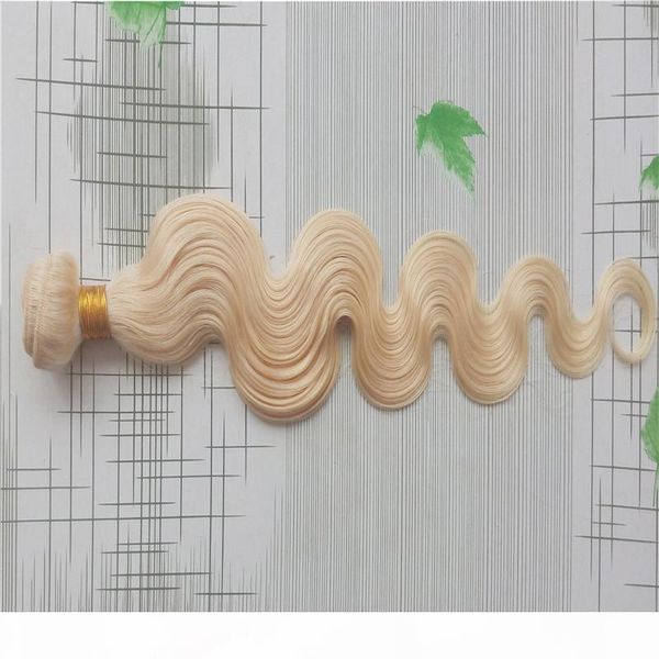 

good supervision of production platinum blonde color body wave hair weave 100% human remy hair extension 6a unprocessed double weft hair, Black