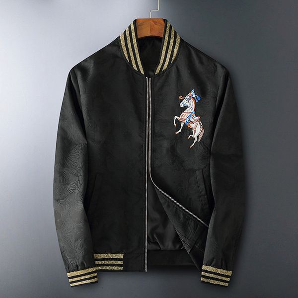 

2021 new men luxury pegasus striped jackets abstract digital jacket # d9 0uqu, Black;brown