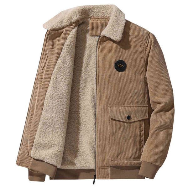 

corduroy jacket men's wear new winter youth fleece lamb wool roar cotton, Black;brown