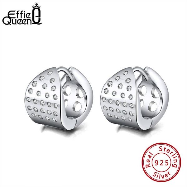 

effie queen 925 silver earring 11mm small hoop earrings with zircon silver color woman jewelry party gift be267, Golden;silver