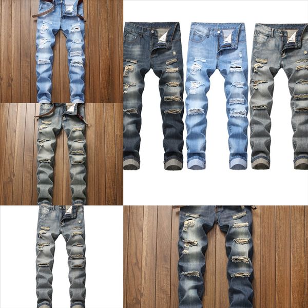 

7b4nx homme harem hole jeans pants men jeans for tall man loose style hip-hop ripped frayed denim washed jeans streetwear outdoor leisure, Black