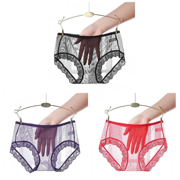 

size 3pcs/lot lingerie 4xl fashion women underwear plus mesh lace transparent ultra-thin hollow panties asfvs