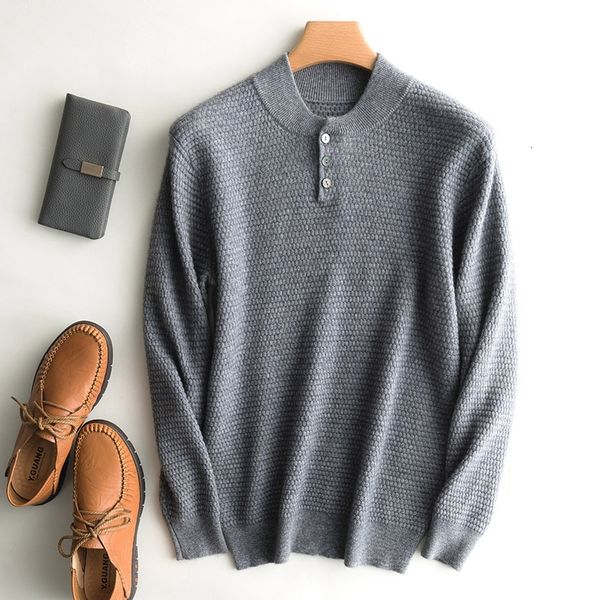 

2021 100 new winter button neck 3 long men's men shirts cashmere mesh jumpers pksc, White;black