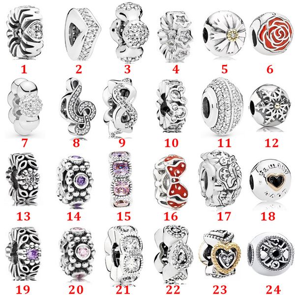 Alta Qualidade 925 Silver Magnolia Series Isolador Love Clip Clip Cleal Clear Cz Fit Pandora Pulseira e Colar Jóias Fazendo