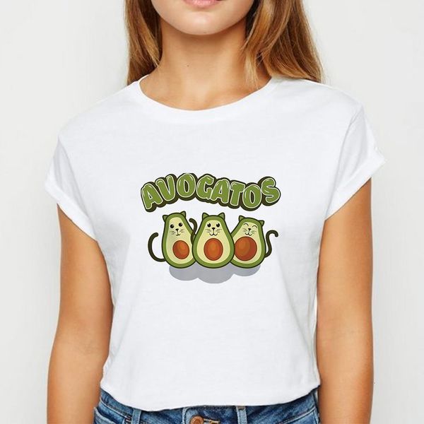 

popular three avocado vestidos tshirt recreational kawaii spring summer t shirt women cute printing white o-neck t-shirts