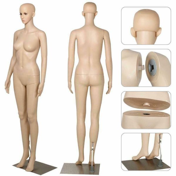 

female mannequin plastic full body display head turn dress form w/base women 176