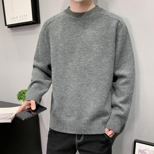 

men's sweaters winter solid fashion men simple all-match loose harajuku chic korean mens clothing knitting casual, White;black