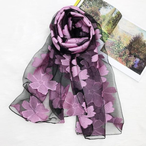 

scarves women's scarf summer beach sunscreen sheer silk wraps, Blue;gray