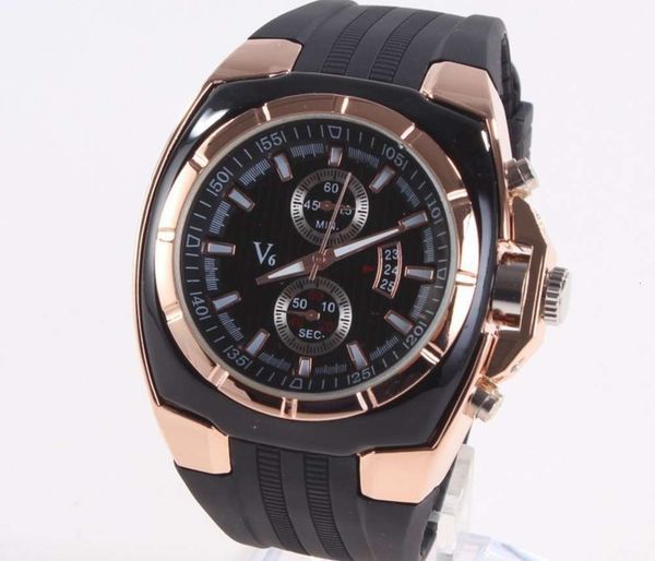 

quartz silicone men's v6 watch black strap busins f6kksmzy, Slivery;brown