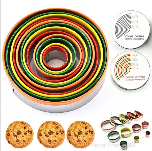 

egg mold colorful stainless steel set round shape cutting molds mousse cake biscuit donuts cutter kitchen tools owa831