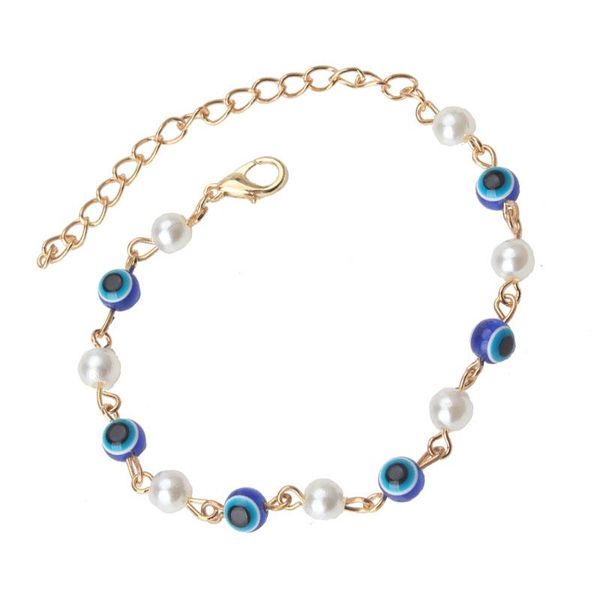 

charm bracelets evil eye 1 chain blue beads bracelet acrylic simple classic strand for women girl, Golden;silver