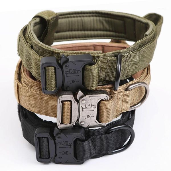 

dog collars & leashes tactical collar durable adjustable nylon outdoor training leash metal buckle for heavy duty pet supplies1