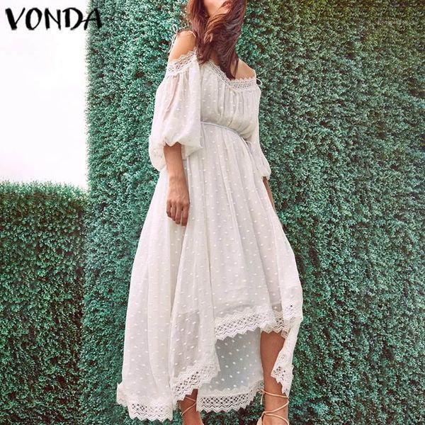 

vonda maxi dress off shoulder hollow white lace party dresses 2019 summer plus size vestidos casual loose sundress 5xl robe1, Black;gray