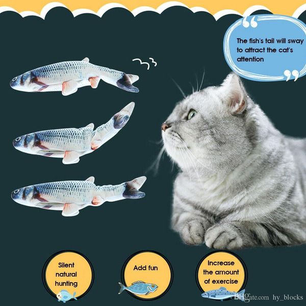 

26cm pet cat toy usb charging simulation electric dancing moving floppy fish cat interactive pet playing toy