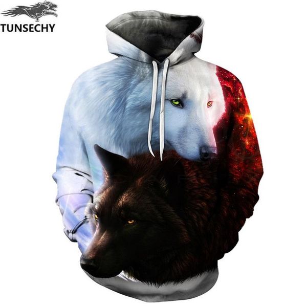 

wolf printed hoodies men 3d hoodies brand sweatshirts boy jackets quality pullover fashion tracksuits animal streetwear out coat, Black
